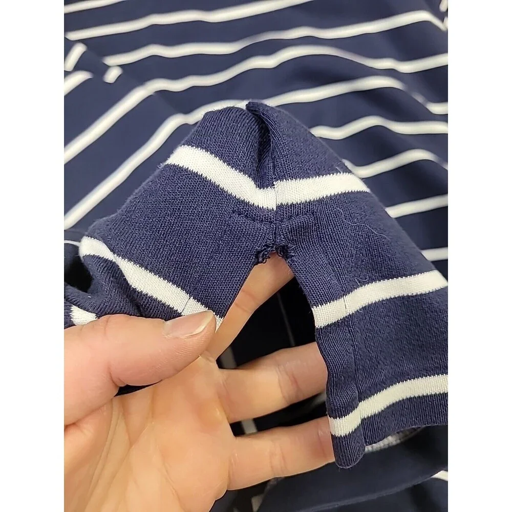 Ralph Lauren Polo Men's Large‎ Navy White Stripes Short Sleeve Top Cotton Read